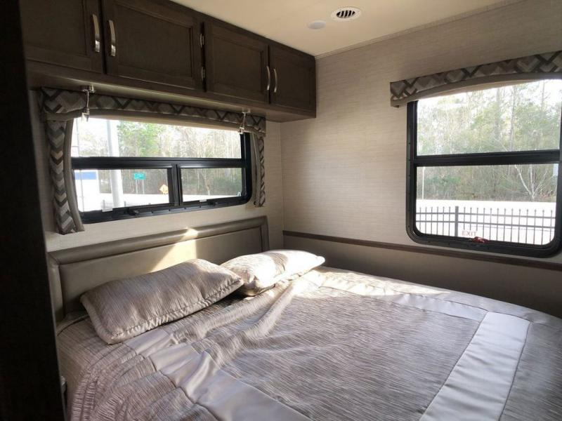 Bedroom in the Jayco Alante class A motorhome