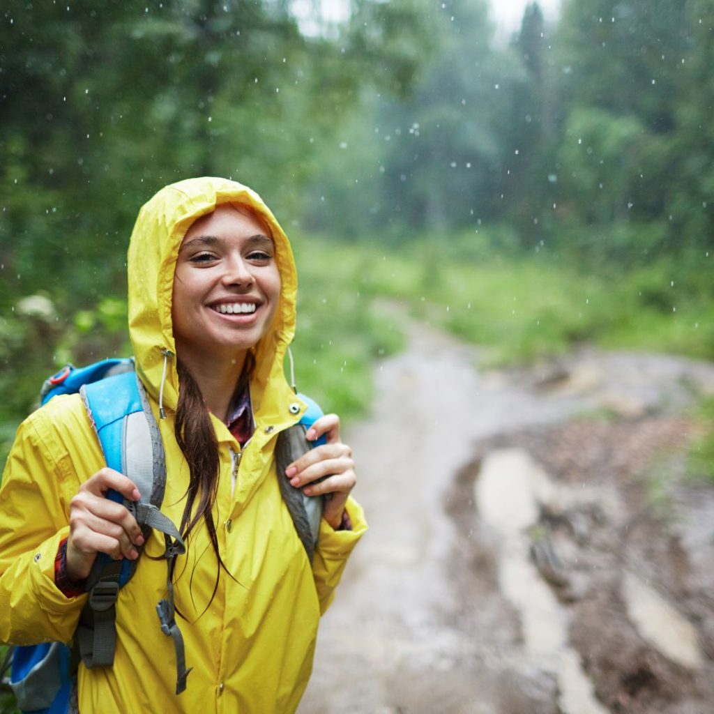 woman in rain